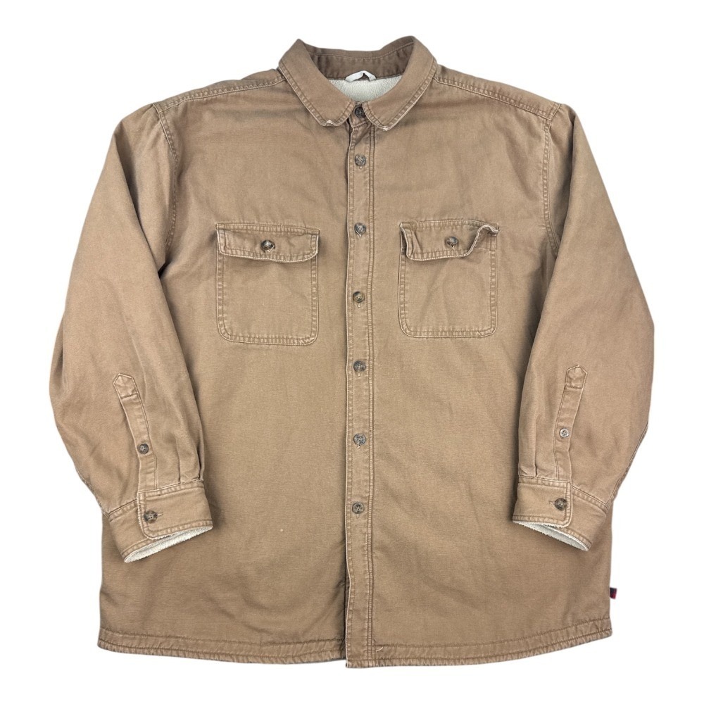 Woolrich XXL Buckskin Sherpa Lined Canvas Shirt Jacket Tan Brown Barn Coat Chore